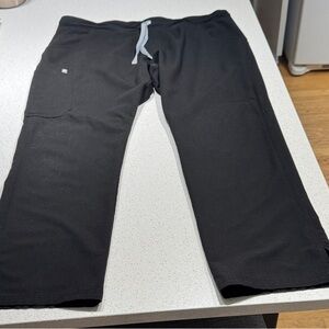 Figs Black Jogger Pants with Gray Drawstring